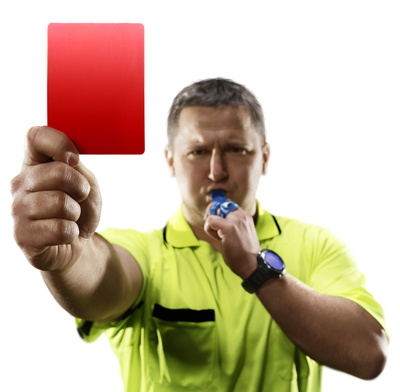 angry ref showing a red card