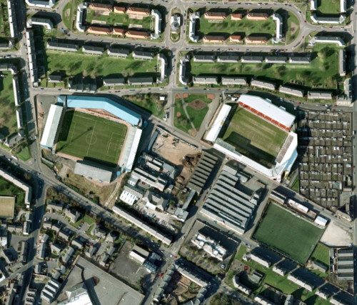 Dens Park and Tannadice Park from above