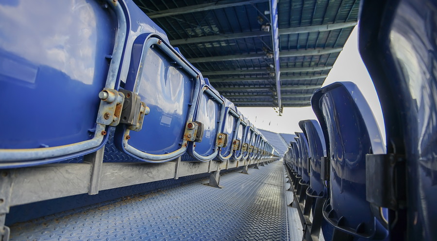 empty folded seats in a stadium