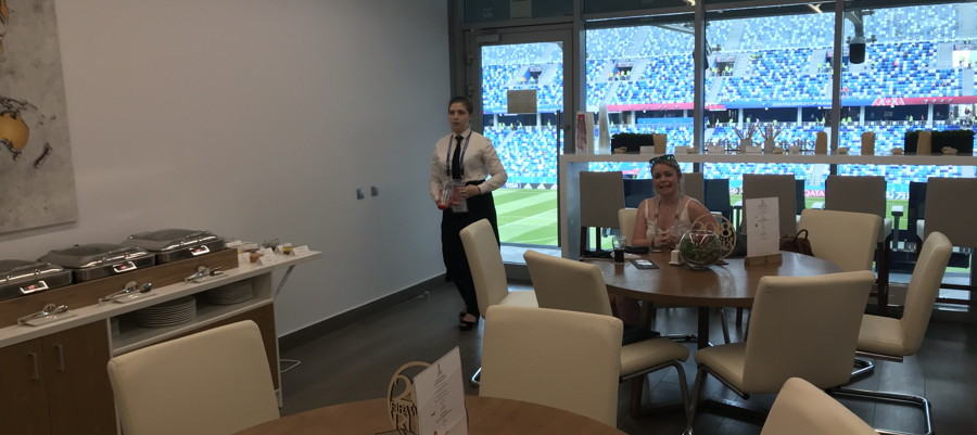 hospitality staff member football stadium box