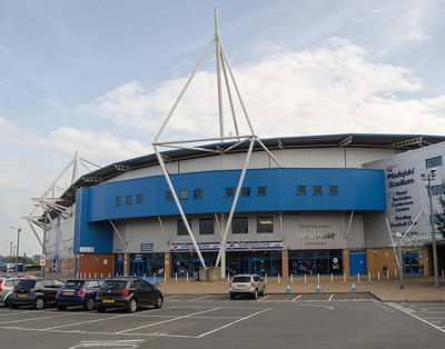 madejski stadium with parking in front