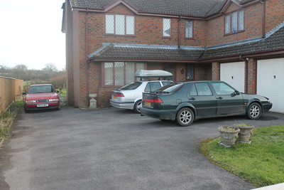 cars parked on a driveway