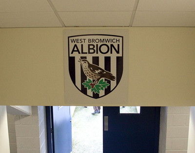 west bromwich albion badge above players tunnel