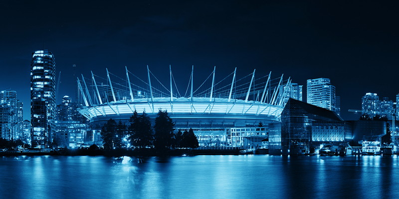 bc place stadium at night vancouver