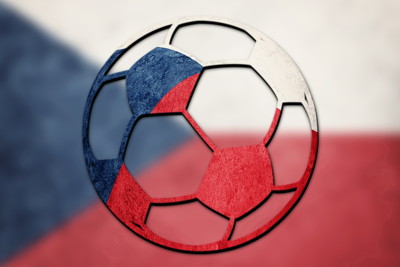 football painted in czech flag colours