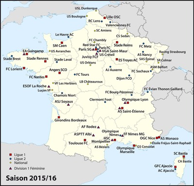French Football Teams Location
