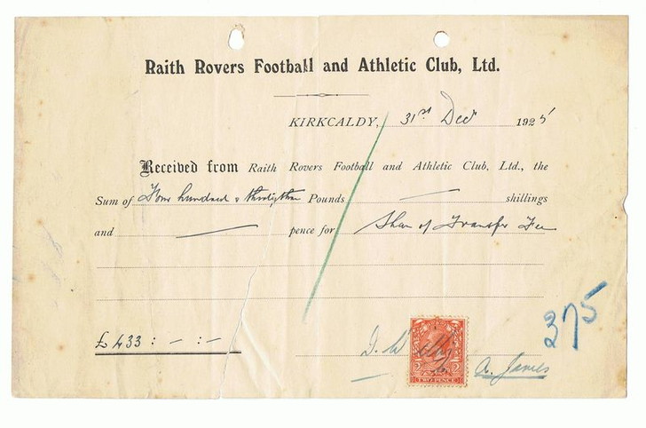 Alex James Signing Fee 1925