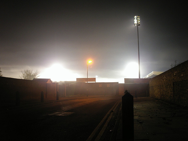 Kingsmeadow on a foggy night