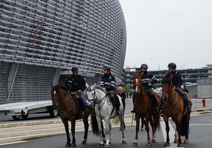 Mounted Polcie Outside Stadium
