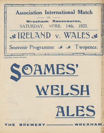 Wales v Ireland programme 1923