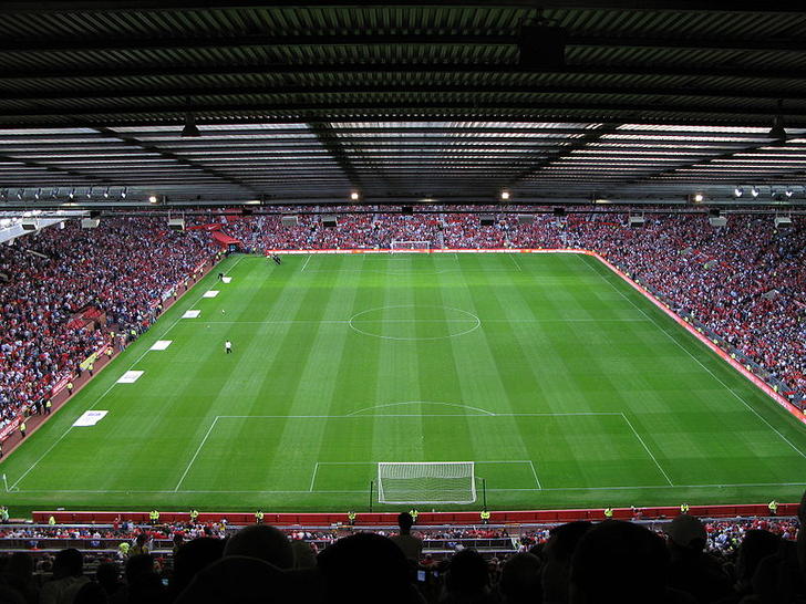 high up view at old trafford
