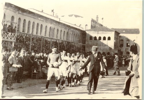 Turkey national football team in their first ever match against Romania in Taksim Stadium, Istanbul (26 October 1923).