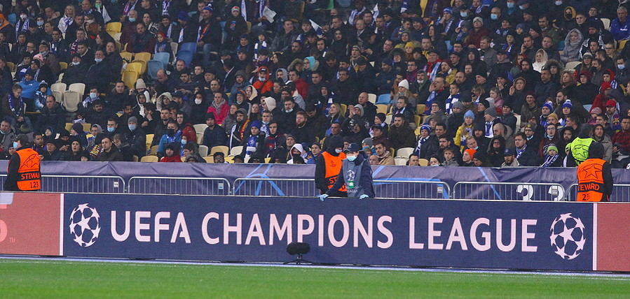  uefa champions league banner in front of stand 