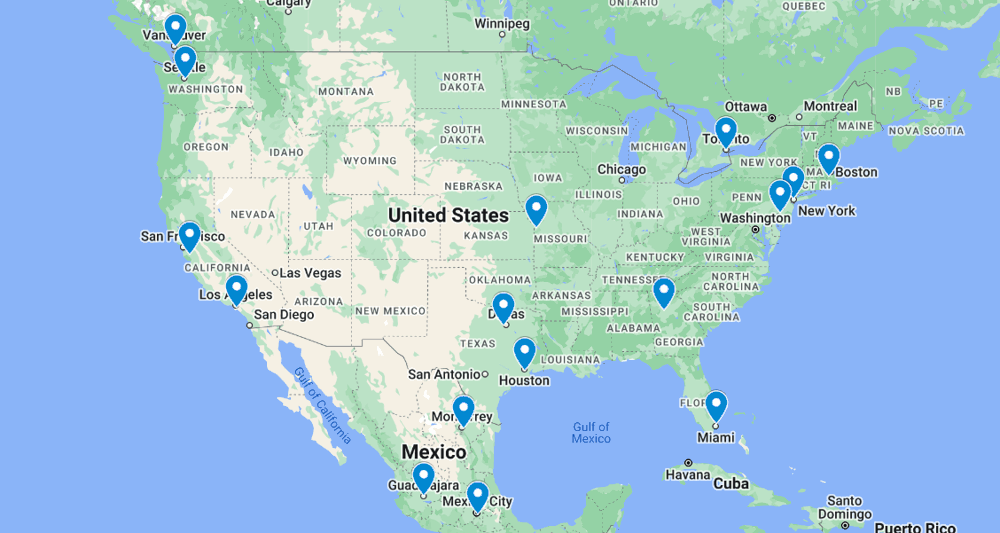 world cup 2026 stadiums locations on map